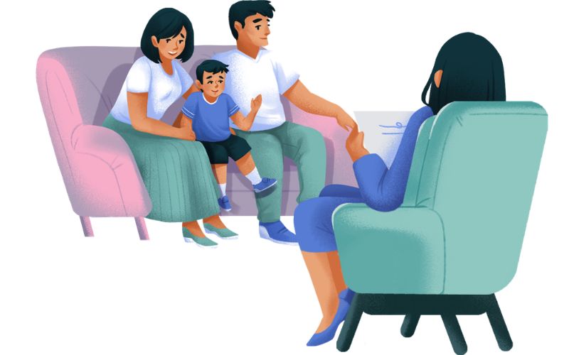 A family at home during a fostering assessment